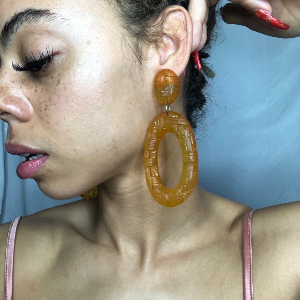 Orange drop earrings